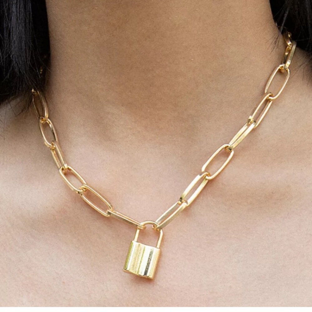 Lock Pendant Necklace - Padlock Charm - Picture 2 of 11